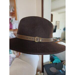 womens brown wool fedora hat washable crushable Italy 57
